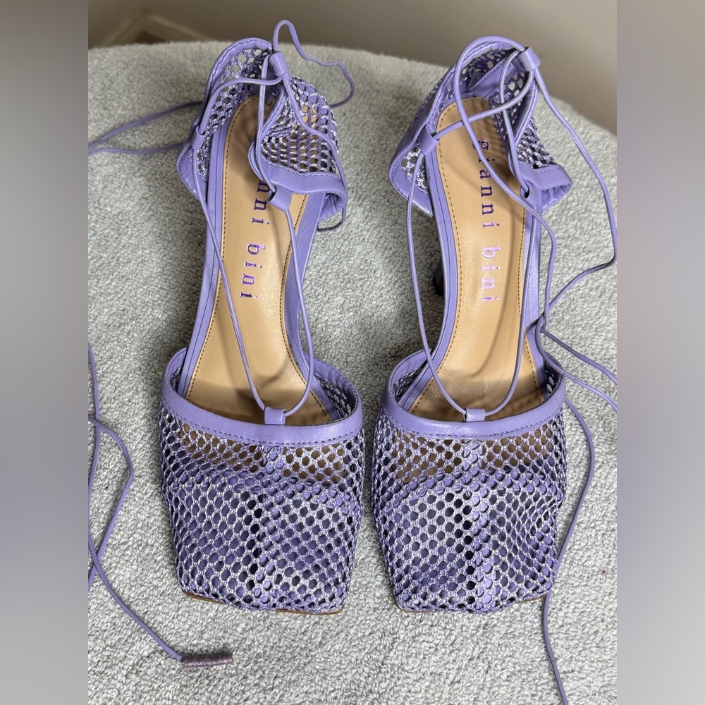 Gianni Bini Lavender Mesh Lace-Up Sandals - Picture 2 of 7